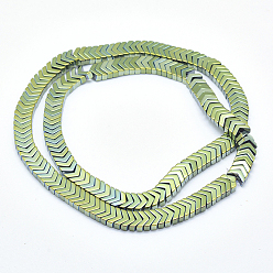 Зеленое Покрытие Немагнитные нити шарик синтетический гематит, наконечник, зеленый покрытием, 4x6x3 мм, отверстие : 1 мм, около 206 шт / нитка, 15.7 дюйм