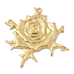 Настоящее золото 18K 304 подвески из нержавеющей стали, цветок, ионное покрытие (ip), реальный 18 k позолоченный, 45x48x2.5 мм, отверстие : 2.2 мм