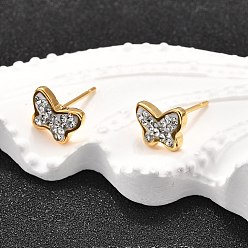 Кристалл 12 пары 304 серьги-гвоздики из нержавеющей стали со стразами, бабочка, золотые, кристалл, 7x9.5 мм
