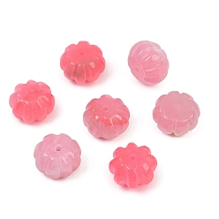 Flamingo Dyed Natural Myanmar Jade Burmese Jade Carved Beads, Pumpkin, Flamingo, 11x15mm, Hole: 1.6mm