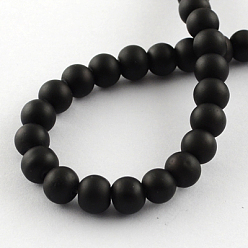 Black Painted Glass Bead Strands, Rubberized Style, Round, Black, 8mm, Hole: 1.3~1.6mm, about 100pcs/strand, 31.4 inch