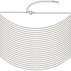 Нержавеющая Сталь Цвет 30 шт. 304 ожерелье из нержавеющей стали с цепочками для мужчин и женщин, цвет нержавеющей стали, 19.69 дюйм (50 см)
