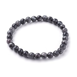 Labradorite Natural Larvikite Beads Stretch Bracelets, Round, 1-7/8 inch~2-1/8 inch(4.9~5.3cm), Beads: 6~7mm