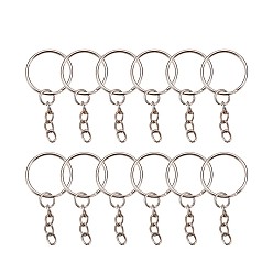 Platinum Iron Split Key Rings, Keychain Clasp Findings, Platinum, 46mm