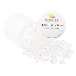 Прозрачный Прозрачные стеклянные кабошоны, прозрачный, Полукруглый круг плоская задняя для ювелирных изделий и кабошон настройки, прозрачные, 9.5~10 мм, 5.5 мм ( диапазон: 5~6 мм ) толщиной, Около 180 шт / коробка