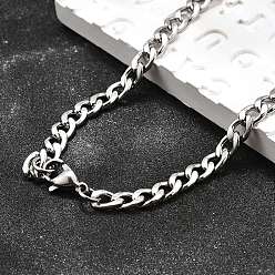 Нержавеющая Сталь Цвет Устойчив к потускнению 304 изготовление цепочек панцирного плетения из нержавеющей стали/витых цепочек, с карабин-лобстерами , цвет нержавеющей стали, 19 дюйм ~ 20 дюйм (48.3~50.8 см), 5.5x7~8x1.5 мм