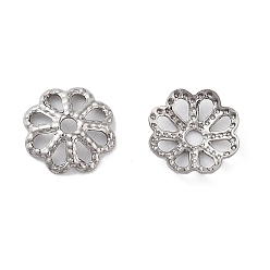 Нержавеющая Сталь Цвет Не тускнеет 316 колпачки из нержавеющей стали, цветок многолепестковый, цвет нержавеющей стали, 6x6x1 мм, отверстие : 1 мм