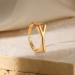 Letter Y Регулируемые открытые манжеты из сплава, реальный 18 k позолоченный, Письмо Y, внутренний диаметр: регулируемый