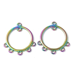 Rainbow Color 304 нержавеющей стали ссылки люстра компонент, ионное покрытие (ip), Кольцевая форма, Радуга цветов, 31.5x29x1.5 мм, отверстие : 1.8 мм