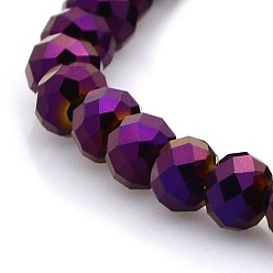 С Фиолетовым Покрытием Стеклянные бусины с металлическим покрытием, с фиолетовым покрытием, 6x4 мм, отверстие : 1 мм, около 110 шт / нитка, 15 дюйм