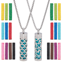 Mixed Shapes 2 шт. 2 стили ожерелья с подвеской-диффузором из нержавеющей стали для женщин, с прокладками, цвет нержавеющей стали, разнообразные, 27.95 дюйм (71 см), 1 шт / стиль