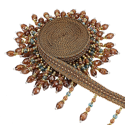 Перу 5.7м полиэстеровая кружевная лента с бахромой, с отделкой кисточками из пластиковых бусин, для украшения дома штор, Перу, 4 дюйм (100 мм), около 6.3 ярдов (5.7 м) / комплект