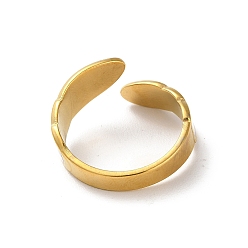 Real 18K Gold Plated 304 Stainless Steel Enamel Cuff Rings, Real 18K Gold Plated, Adjustable