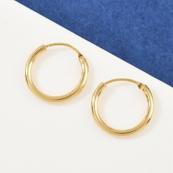 Настоящее золото 24K Латунные серьги обруча, без свинца и без кадмия, реальный 24 k позолоченный, 14x1.5 мм