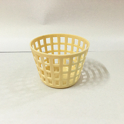 Champagne Yellow Plastic Doll Laundry Basket Basket, Doll Accessories Supplies, Champagne Yellow, 45x32mm