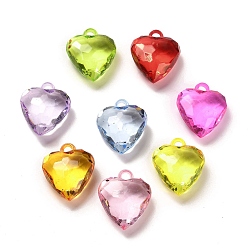 Mixed Color Transparent Acrylic Pendants, Heart, Mixed Color, 24x20.5x10.5mm, Hole: 3.3mm, about: 220pcs/500g