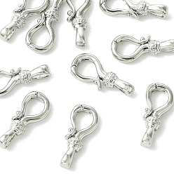 Platinum SHEGRACE Brass Spring Ring Clasps, Cadmium Free & Lead Free & Nickel Free, Platinum, 14.5x6x3mm, Hole: 4.5x3.5mm