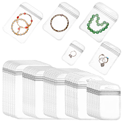 Прозрачный 250шт 5 стили прозрачные пластиковые пакеты с застежкой-молнией, многоразовые упаковочные пакеты, прямоугольные, прозрачные, 9~15x5.5~10.5x0.02 см, 50 шт / стиль