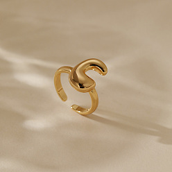 Letter C Латунные кольца-манжеты для женщин, буквы, долговечный, золотые, буква С, внутренний диаметр: регулируемый