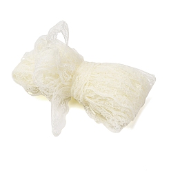 Beige Polyester Lace Ribbon, Wavy Trim, Flower, for Jewelry Making, Beige, 7/8 inch(22mm), about 10.94 Yards(10m)/pc