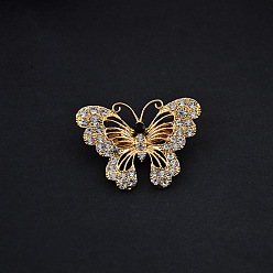 Золотой Изысканная брошь-бабочка со стразами, булавка из сплава для девочек и женщин, золотые, 27x37 мм