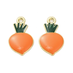 Темно-Оранжевый Подвески из эмали и сплава, золотые, морковное очарование, темно-оранжевый, 19.5x12x1.5 мм, отверстие : 1.6 мм