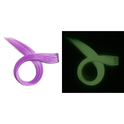 Фиолетовый Светящиеся высокотемпературные волокна, длинные прямые волосы, парик, светящиеся в темноте волосы парика, фиолетовые, 500 мм