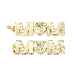 Настоящее золото 18K Латунные микро проложить кубического циркония подвески, слово мама, без кадмия и без свинца, стойки покрытие, долговечный, с целью перехода в кольце, реальный 18 k позолоченный, 31x9x2 мм, отверстие : 3 мм