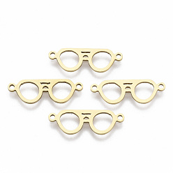 Golden 201 Stainless Steel Links connectors, Laser Cut Links, Glasses, Golden, 7.5x22x1mm, Hole: 1.4mm