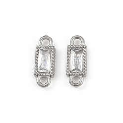 Нержавеющая Сталь Цвет 304 подвески-соединители из нержавеющей стали с прозрачным кубическим цирконием, цвет нержавеющей стали, 9.5x3.5x2 мм, отверстие : 1.2 мм
