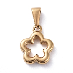 Золотой 304 подвески из нержавеющей стали, цветок, золотые, 14x11x3 мм, отверстие : 6x3 мм