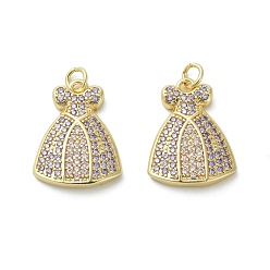 Clothes Латунные микро проложить кубического циркония подвески, реальный 18 k позолоченный, с целью перехода в кольце, одежда, 21.5x16.5x3.5 мм, отверстие : 3.2 мм