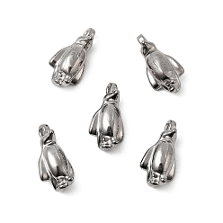Нержавеющая Сталь Цвет 304 подвески из нержавеющей стали, очарование пингвина, цвет нержавеющей стали, 16x8x6 мм, отверстие : 1.5 мм