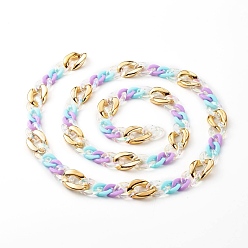 Орхидея Непрозрачная ручная роспись из акрила и пластиковая цепочка ccb, окрашенная распылением, для изготовления ремешка сумочки звеньев цепочки, сиреневые, 100 см