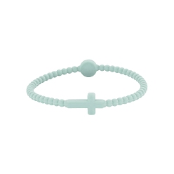 Светло-Синий Детские силиконовые эластичные браслеты с крестом для девочек и мальчиков, голубой, 6-7/8 дюйм (17.5 см)