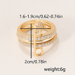 Настоящее золото 18K Латунные микро проложить пальцев кольца кубического циркония, скрепки, штабелируемые кольца, реальный 18 k позолоченный, размер США 7 (17.3 мм)