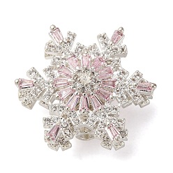 Серебро Латунные микро проложить кубического циркония бусы, снежинка, без кадмия и без свинца, стойки покрытие, долговечный, серебряные, 22x11 мм, отверстие : 1.8 мм