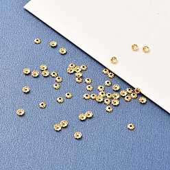 Real 18K Gold Plated Brass Bead Cap, Long-Lasting Plated, Flower, Multi-Petal, Real 18K Gold Plated, 3.5x1mm, Hole: 1mm