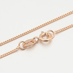 Розовое Золото 925 стерлингового серебра Снаряженная цепи ожерелья, с застежками пружинного кольца, тонкая цепь, розовое золото , 16 дюйм, 1 мм