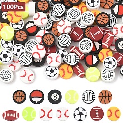 (52) Непрозрачная лаванда 100 бусины из полимерной глины ручной работы., футбол/баскетбол/регби/волейбол/бейсбол, с 1рулонной эластичной кристаллической нитью, разноцветные, 9.5x4.5 мм, отверстие : 1.8 мм