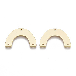 Настоящее золото 18K Латунные люстры ссылки компонент, без никеля , арка, реальный 18 k позолоченный, 18x28x1 мм, отверстие : 1.4 мм
