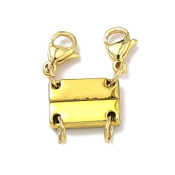 Золотой Латунные магнитные застежки, долговечный, стойки покрытие, прямоугольные, с застежками в виде клешней лобстера, 2 нитей, 4-луночное, золотые, 22.5 мм