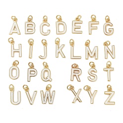 Letter Стойки обшивки латунные подвески, с эмалью и кольцом для прыжков, без кадмия и без свинца, долговечный, реальный 18 k позолоченный, буквы, буквы, 11.5~12x2~10x1 мм, отверстие : 2.5 мм.