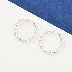 Посеребрённый Серьги-кольца из латуни с витым кольцом, без свинца и без кадмия, 925 серебро покрытием, 11x1 мм