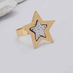 Звезда Модные кольца из сплава в винтажном стиле, золотые, звезда, 24 мм