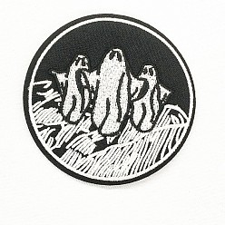 White Computerized Embroidery Cloth Iron on/Sew on Patches, Costume Accessories, Appliques, Flat Round, Black & White, 71mm
