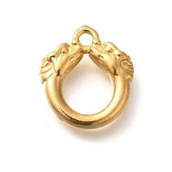 Настоящее золото 18K Ионное покрытие (ip) 304 подвески из нержавеющей стали, двойной драконий шарм, реальный 18 k позолоченный, 17x15.5x4.5 мм, отверстие : 2.2 мм