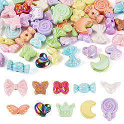 (52) Непрозрачная лаванда 50 шт. 10 стили УФ-покрытие непрозрачные акриловые бусин наборы, радужный, разноцветные, 12~31.5x17~29.5x5~14 мм, отверстие : 2.5~3.8 мм, 5 шт / стиль