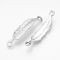 Платина Соединители звеньев сплава, перо, платина, 44x9.5x2 мм, отверстие : 2 мм