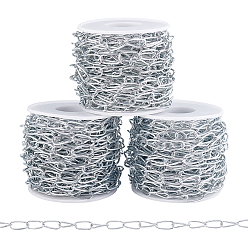 Platinum 3Pcs Iron Oval Link Chains, Soldered, Platinum, 16x8x1mm, about 29.53 Feet(9m)/Set